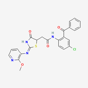 N-(2-benzoyl-4-chlorophenyl)-2-[2-(2-methoxypyridin-3-yl)imino-4-oxo-1,3-thiazolidin-5-yl]acetamide