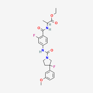 molecular formula C24H27F2N3O5 B7431031 Ethyl 2-[[2-fluoro-4-[[3-fluoro-3-(3-methoxyphenyl)pyrrolidine-1-carbonyl]amino]benzoyl]amino]propanoate 