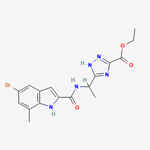 molecular formula C17H18BrN5O3 B7431032 ethyl 5-[1-[(5-bromo-7-methyl-1H-indole-2-carbonyl)amino]ethyl]-1H-1,2,4-triazole-3-carboxylate 