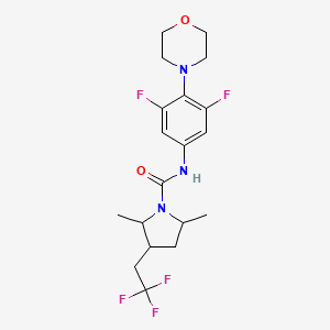 molecular formula C19H24F5N3O2 B7431042 N-(3,5-difluoro-4-morpholin-4-ylphenyl)-2,5-dimethyl-3-(2,2,2-trifluoroethyl)pyrrolidine-1-carboxamide 