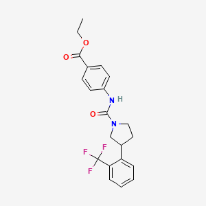 Ethyl 4-[[3-[2-(trifluoromethyl)phenyl]pyrrolidine-1-carbonyl]amino]benzoate