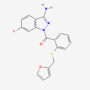 molecular formula C19H14FN3O2S B7431068 (3-Amino-6-fluoroindazol-1-yl)-[2-(furan-2-ylmethylsulfanyl)phenyl]methanone 