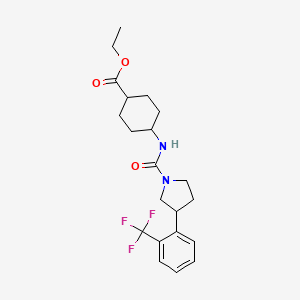 molecular formula C21H27F3N2O3 B7431077 Ethyl 4-[[3-[2-(trifluoromethyl)phenyl]pyrrolidine-1-carbonyl]amino]cyclohexane-1-carboxylate 