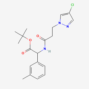 molecular formula C19H24ClN3O3 B7431082 Tert-butyl 2-[3-(4-chloropyrazol-1-yl)propanoylamino]-2-(3-methylphenyl)acetate 