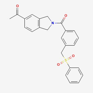 molecular formula C24H21NO4S B7431089 1-[2-[3-(Benzenesulfonylmethyl)benzoyl]-1,3-dihydroisoindol-5-yl]ethanone 