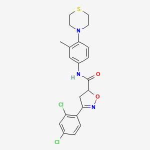 molecular formula C21H21Cl2N3O2S B7431118 3-(2,4-dichlorophenyl)-N-(3-methyl-4-thiomorpholin-4-ylphenyl)-4,5-dihydro-1,2-oxazole-5-carboxamide 