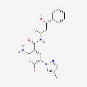 molecular formula C21H23FN4O2 B7431123 2-amino-4-fluoro-N-(4-hydroxy-4-phenylbutan-2-yl)-5-(4-methylpyrazol-1-yl)benzamide 