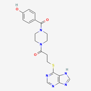 molecular formula C19H20N6O3S B7431134 1-[4-(4-hydroxybenzoyl)piperazin-1-yl]-3-(7H-purin-6-ylsulfanyl)propan-1-one 