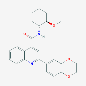 molecular formula C25H26N2O4 B7431141 2-(2,3-dihydro-1,4-benzodioxin-6-yl)-N-[(1R,2R)-2-methoxycyclohexyl]quinoline-4-carboxamide 