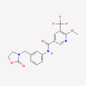 molecular formula C18H16F3N3O4 B7431159 6-methoxy-N-[3-[(2-oxo-1,3-oxazolidin-3-yl)methyl]phenyl]-5-(trifluoromethyl)pyridine-3-carboxamide 