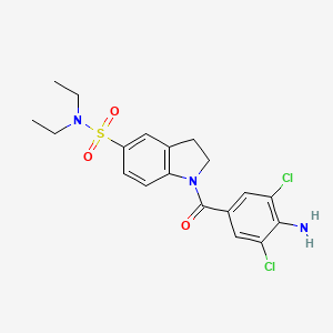 molecular formula C19H21Cl2N3O3S B7431167 1-(4-amino-3,5-dichlorobenzoyl)-N,N-diethyl-2,3-dihydroindole-5-sulfonamide 