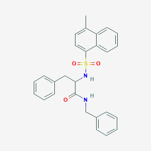 molecular formula C27H26N2O3S B7431173 N-benzyl-2-[(4-methylnaphthalen-1-yl)sulfonylamino]-3-phenylpropanamide 