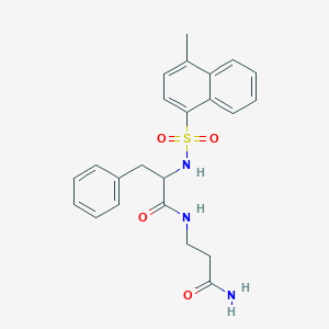 molecular formula C23H25N3O4S B7431176 N-(3-amino-3-oxopropyl)-2-[(4-methylnaphthalen-1-yl)sulfonylamino]-3-phenylpropanamide 