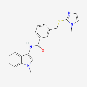 molecular formula C21H20N4OS B7431179 3-[(1-methylimidazol-2-yl)sulfanylmethyl]-N-(1-methylindol-3-yl)benzamide 