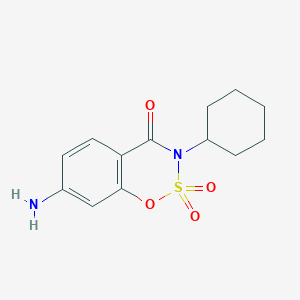 molecular formula C13H16N2O4S B7431181 7-Amino-3-cyclohexyl-2,2-dioxo-1,2lambda6,3-benzoxathiazin-4-one 