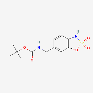 molecular formula C12H16N2O5S B7431189 tert-butyl N-[(2,2-dioxo-3H-1,2lambda6,3-benzoxathiazol-6-yl)methyl]carbamate 