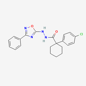 molecular formula C21H21ClN4O2 B7431197 1-(4-chlorophenyl)-N'-(3-phenyl-1,2,4-oxadiazol-5-yl)cyclohexane-1-carbohydrazide 