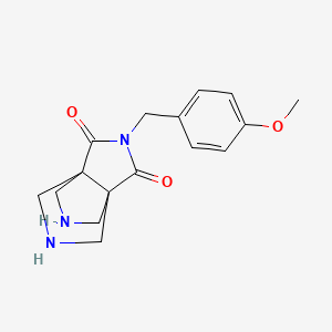 molecular formula C16H19N3O3 B7431207 3-[(4-Methoxyphenyl)methyl]-3,7,10-triazatricyclo[3.3.3.01,5]undecane-2,4-dione 