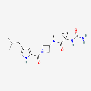 molecular formula C18H27N5O3 B7431219 1-(carbamoylamino)-N-methyl-N-[1-[4-(2-methylpropyl)-1H-pyrrole-2-carbonyl]azetidin-3-yl]cyclopropane-1-carboxamide 