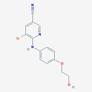molecular formula C14H12BrN3O2 B7431222 5-Bromo-6-[4-(2-hydroxyethoxy)anilino]pyridine-3-carbonitrile 