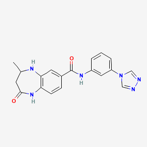 molecular formula C19H18N6O2 B7431228 4-methyl-2-oxo-N-[3-(1,2,4-triazol-4-yl)phenyl]-1,3,4,5-tetrahydro-1,5-benzodiazepine-7-carboxamide 