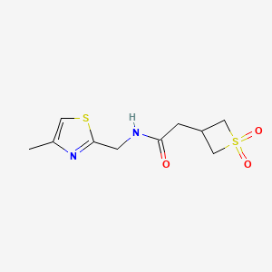molecular formula C10H14N2O3S2 B7431231 2-(1,1-dioxothietan-3-yl)-N-[(4-methyl-1,3-thiazol-2-yl)methyl]acetamide 