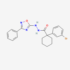 molecular formula C21H21BrN4O2 B7431239 1-(3-bromophenyl)-N'-(3-phenyl-1,2,4-oxadiazol-5-yl)cyclohexane-1-carbohydrazide 