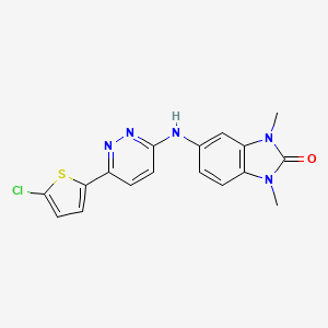 molecular formula C17H14ClN5OS B7431241 5-[[6-(5-Chlorothiophen-2-yl)pyridazin-3-yl]amino]-1,3-dimethylbenzimidazol-2-one 