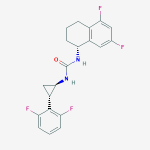 molecular formula C20H18F4N2O B7431243 1-[(1R,2S)-2-(2,6-difluorophenyl)cyclopropyl]-3-[(1R)-5,7-difluoro-1,2,3,4-tetrahydronaphthalen-1-yl]urea 