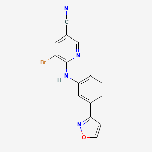 molecular formula C15H9BrN4O B7431251 5-Bromo-6-[3-(1,2-oxazol-3-yl)anilino]pyridine-3-carbonitrile 