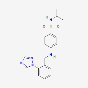 molecular formula C18H21N5O2S B7431260 N-propan-2-yl-4-[[2-(1,2,4-triazol-1-yl)phenyl]methylamino]benzenesulfonamide 