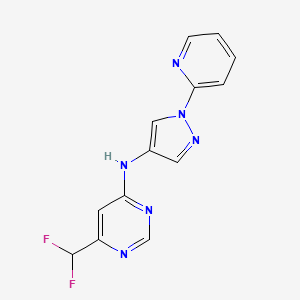 molecular formula C13H10F2N6 B7431266 6-(difluoromethyl)-N-(1-pyridin-2-ylpyrazol-4-yl)pyrimidin-4-amine 