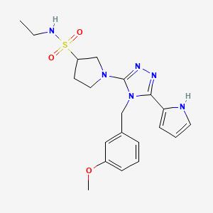 molecular formula C20H26N6O3S B7431267 N-ethyl-1-[4-[(3-methoxyphenyl)methyl]-5-(1H-pyrrol-2-yl)-1,2,4-triazol-3-yl]pyrrolidine-3-sulfonamide 