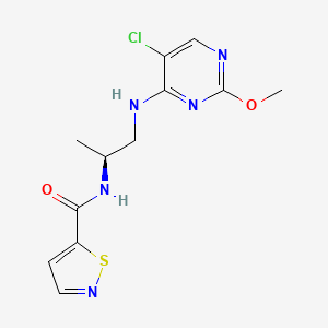molecular formula C12H14ClN5O2S B7431274 N-[(2S)-1-[(5-chloro-2-methoxypyrimidin-4-yl)amino]propan-2-yl]-1,2-thiazole-5-carboxamide 