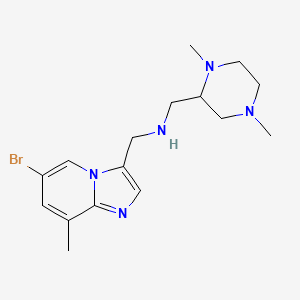 molecular formula C16H24BrN5 B7431317 N-[(6-bromo-8-methylimidazo[1,2-a]pyridin-3-yl)methyl]-1-(1,4-dimethylpiperazin-2-yl)methanamine 