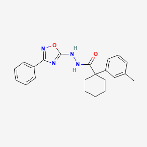 molecular formula C22H24N4O2 B7431325 1-(3-methylphenyl)-N'-(3-phenyl-1,2,4-oxadiazol-5-yl)cyclohexane-1-carbohydrazide 
