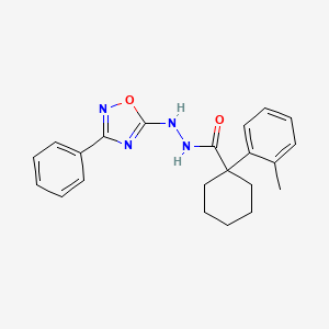 molecular formula C22H24N4O2 B7431338 1-(2-methylphenyl)-N'-(3-phenyl-1,2,4-oxadiazol-5-yl)cyclohexane-1-carbohydrazide 
