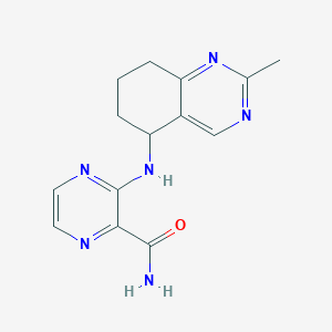 molecular formula C14H16N6O B7431345 3-[(2-Methyl-5,6,7,8-tetrahydroquinazolin-5-yl)amino]pyrazine-2-carboxamide 