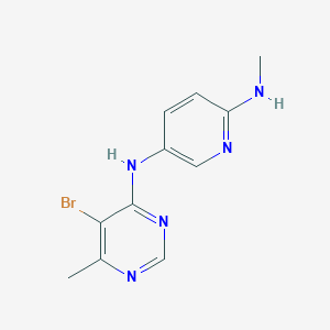 molecular formula C11H12BrN5 B7431353 5-N-(5-bromo-6-methylpyrimidin-4-yl)-2-N-methylpyridine-2,5-diamine 