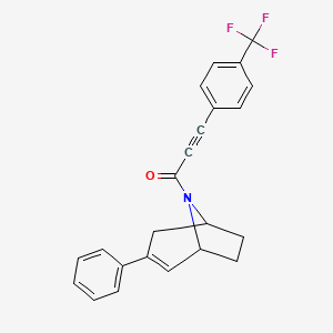 molecular formula C23H18F3NO B7431357 1-(3-Phenyl-8-azabicyclo[3.2.1]oct-2-en-8-yl)-3-[4-(trifluoromethyl)phenyl]prop-2-yn-1-one 