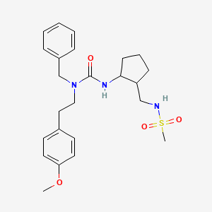 molecular formula C24H33N3O4S B7431367 1-Benzyl-3-[2-(methanesulfonamidomethyl)cyclopentyl]-1-[2-(4-methoxyphenyl)ethyl]urea 