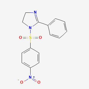 molecular formula C15H13N3O4S B7431372 1-(4-Nitrophenyl)sulfonyl-2-phenyl-4,5-dihydroimidazole 