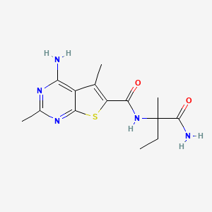 molecular formula C14H19N5O2S B7431388 4-amino-N-(1-amino-2-methyl-1-oxobutan-2-yl)-2,5-dimethylthieno[2,3-d]pyrimidine-6-carboxamide 