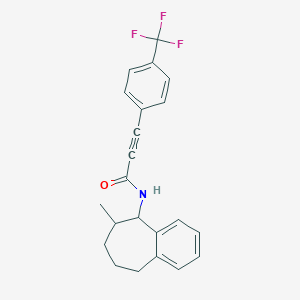 molecular formula C22H20F3NO B7431392 N-(6-methyl-6,7,8,9-tetrahydro-5H-benzo[7]annulen-5-yl)-3-[4-(trifluoromethyl)phenyl]prop-2-ynamide 