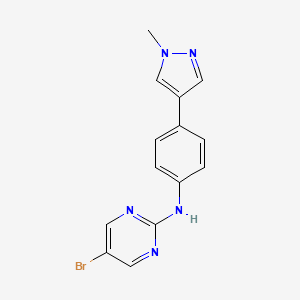 molecular formula C14H12BrN5 B7431429 5-bromo-N-[4-(1-methylpyrazol-4-yl)phenyl]pyrimidin-2-amine 
