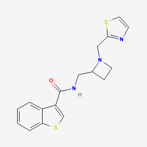 molecular formula C17H17N3OS2 B7431439 N-[[1-(1,3-thiazol-2-ylmethyl)azetidin-2-yl]methyl]-1-benzothiophene-3-carboxamide 