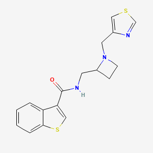 molecular formula C17H17N3OS2 B7431453 N-[[1-(1,3-thiazol-4-ylmethyl)azetidin-2-yl]methyl]-1-benzothiophene-3-carboxamide 