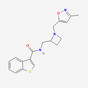 molecular formula C18H19N3O2S B7431454 N-[[1-[(3-methyl-1,2-oxazol-5-yl)methyl]azetidin-2-yl]methyl]-1-benzothiophene-3-carboxamide 