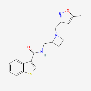 molecular formula C18H19N3O2S B7431461 N-[[1-[(5-methyl-1,2-oxazol-3-yl)methyl]azetidin-2-yl]methyl]-1-benzothiophene-3-carboxamide 