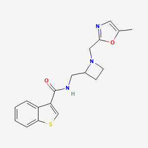 molecular formula C18H19N3O2S B7431465 N-[[1-[(5-methyl-1,3-oxazol-2-yl)methyl]azetidin-2-yl]methyl]-1-benzothiophene-3-carboxamide 